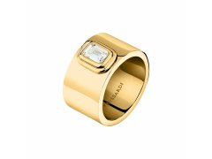 Trussardi Třpytivý pozlacený prsten z&nbsp;oceli T-Design TJAYV0201 56 mm