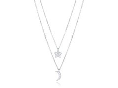 Viceroy Dvojitý stříbrný náhrdelník Hvězda a Měsíc Trend 13203C000-30