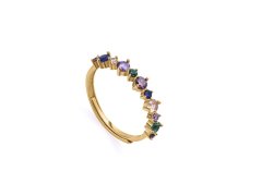 Viceroy Slušivý pozlacený prsten s barevnými zirkony 13097A01