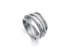 Viceroy Výrazný ocelový prsten s kubickými zirkony Chic 75306A01 56 mm