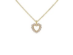 Victoria Cruz Pozlacený náhrdelník Srdce s&nbsp;perličkami Sera A5575-00DG