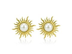 Victoria Walls Pozlacené náušnice Slunce s&nbsp;perlou Elmora Gold VWE260670G