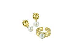 Victoria Walls Set pozlacených šperků VWS260857G (prsten, náušnice)