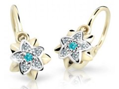 Cutie Jewellery Zlaté dětské náušnice C2210-10-X-1 světle zelená