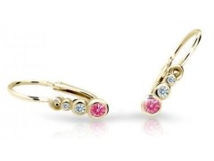 Cutie Jewellery Zlaté dětské náušnice C2255-10-X-1 fuchsiová