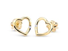 Cutie Jewellery Zlaté srdíčkové náušničky se zirkonem C2761-30-X-1 bílá