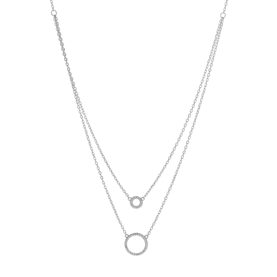 AGAIN Jewelry Dvojitý stříbrný náhrdelník s kroužky AJNA0030 - Náhrdelníky