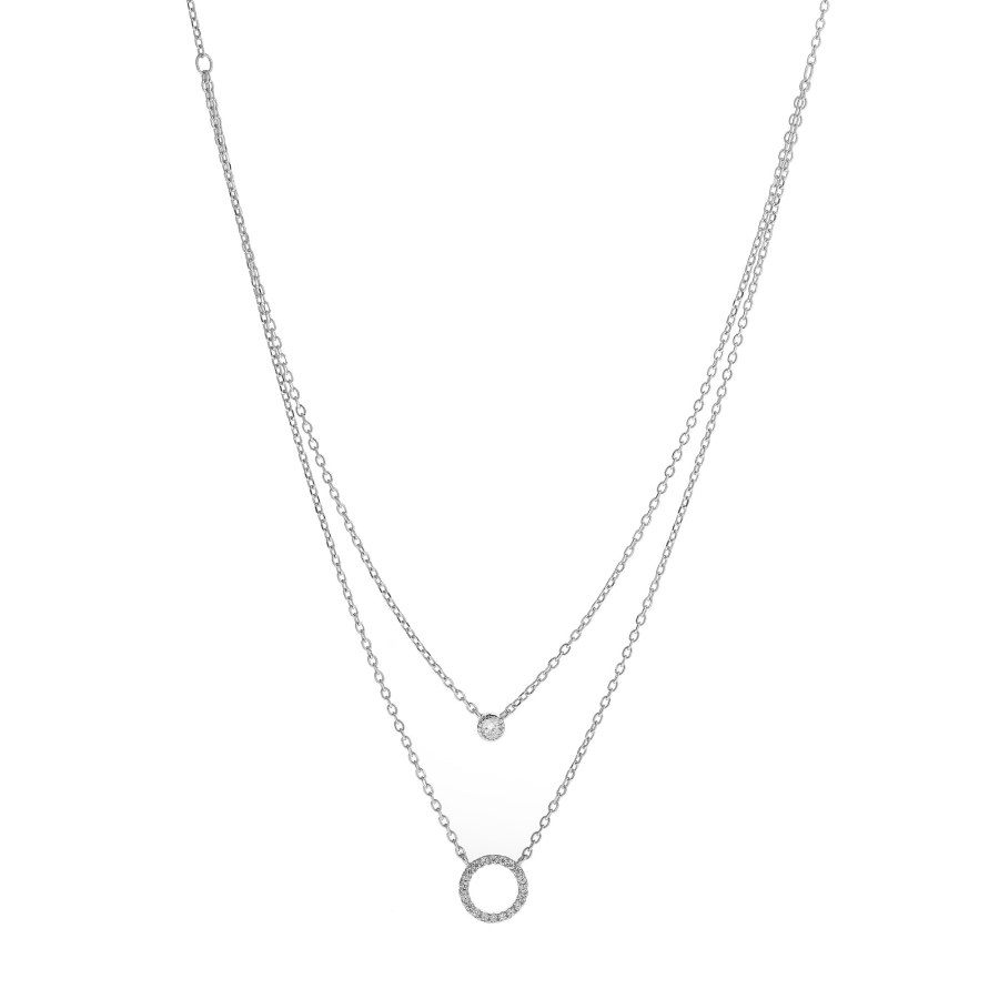 AGAIN Jewelry Dvojitý stříbrný náhrdelník se zirkony AJNA0009 - Náhrdelníky