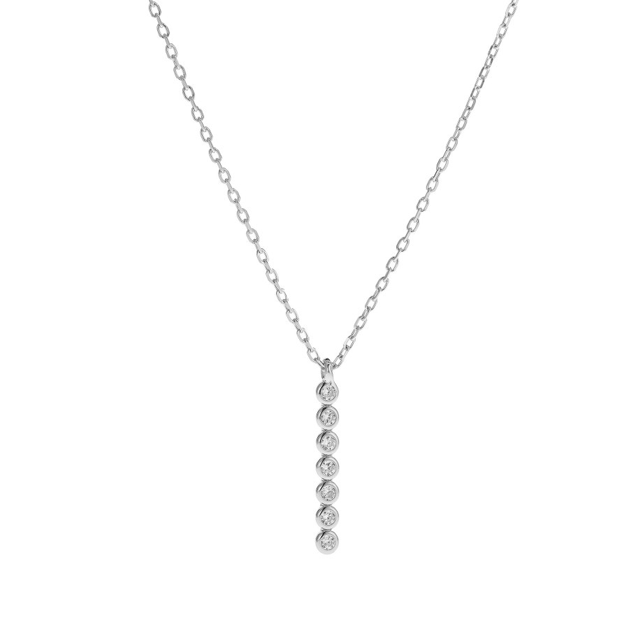 AGAIN Jewelry Elegantní stříbrný náhrdelník se zirkony AJNA0008 (řetízek, přívěsek) - Náhrdelníky