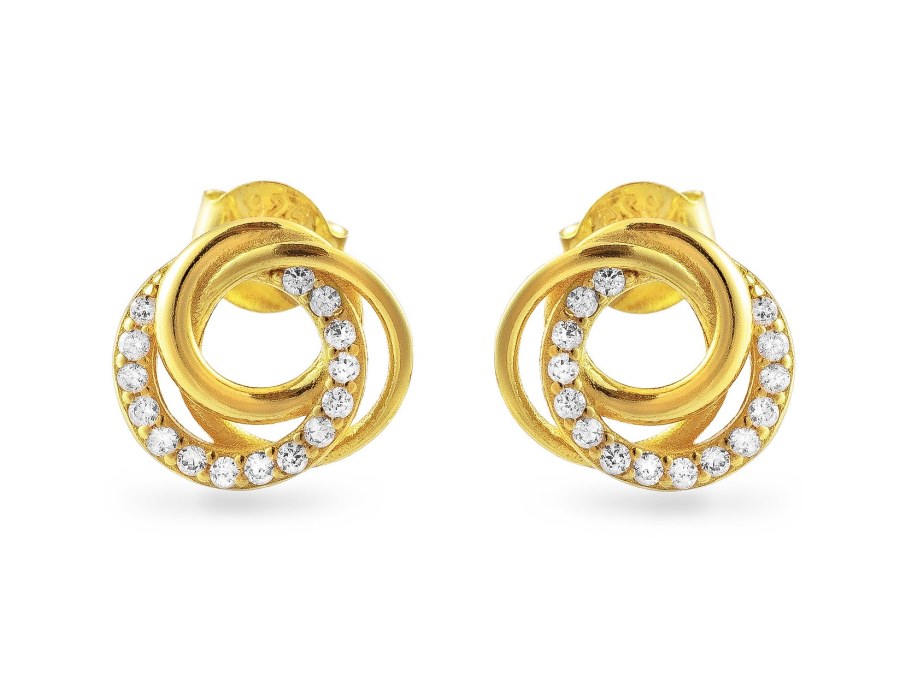 AGAIN Jewelry Pozlacené náušnice s&nbsp;kubickými zirkony AJNS0069 - Náušnice Pecky