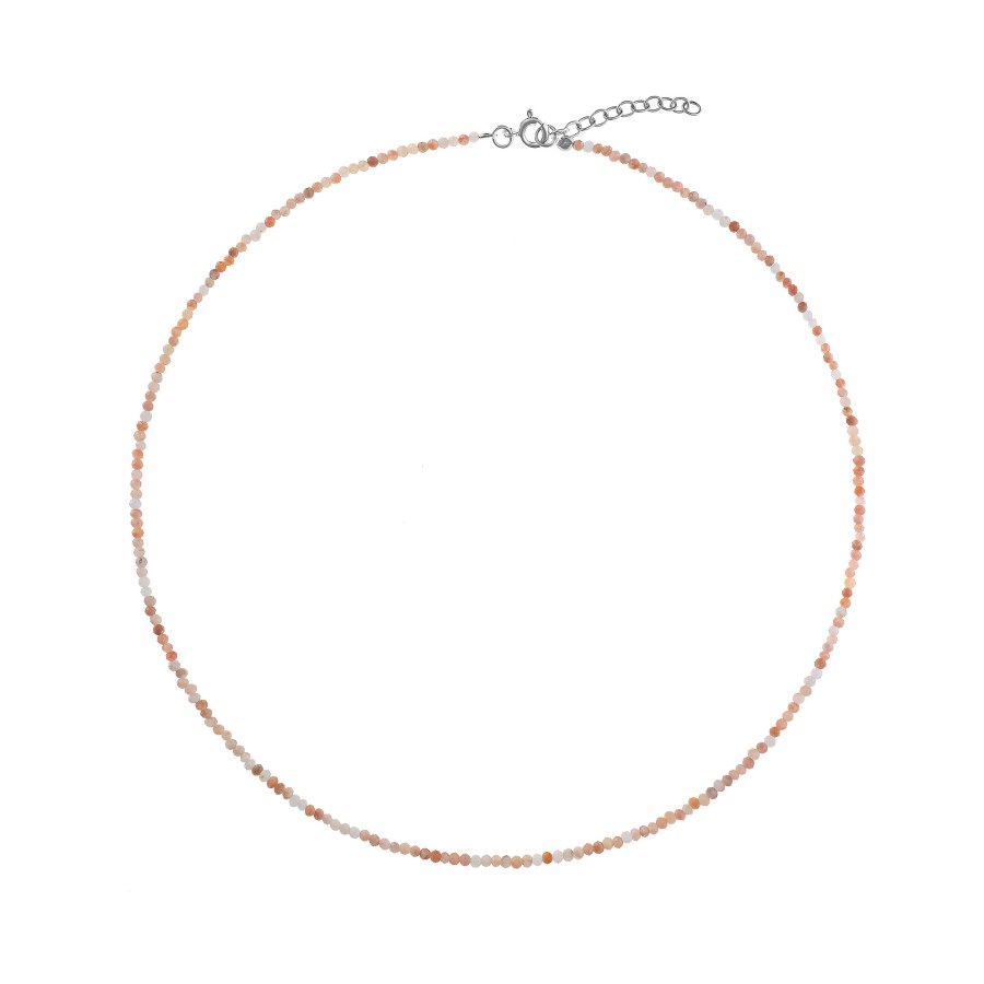 AGAIN Jewelry Korálkový náhrdelník z oranžového měsíčního kamene AJKNA001 - Náhrdelníky