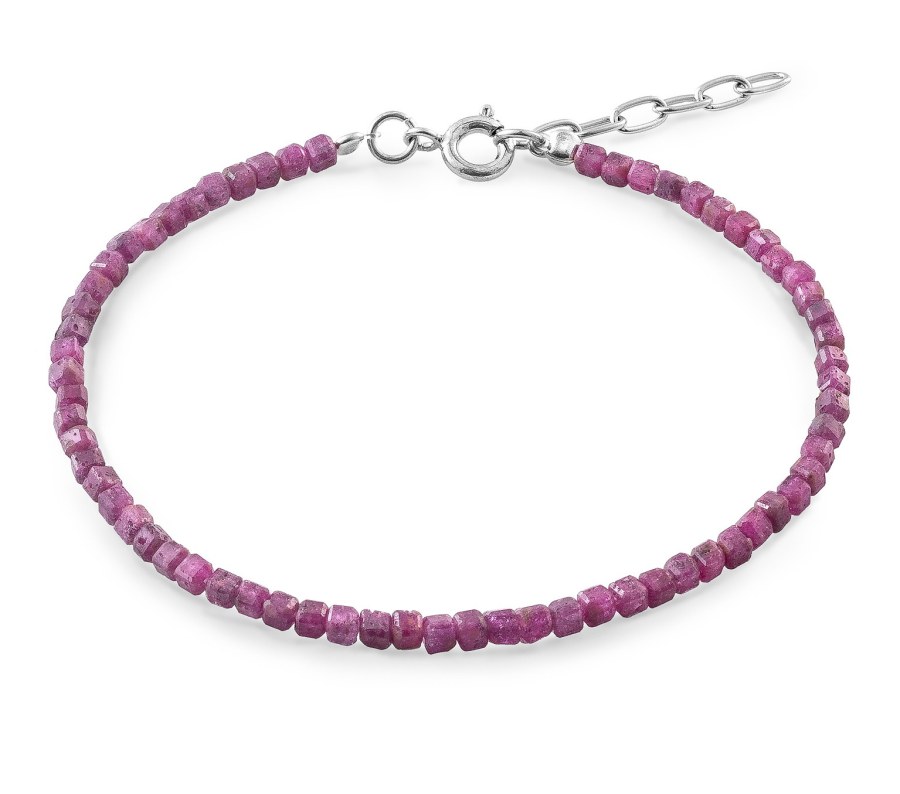 AGAIN Jewelry Minerální náramek z&nbsp;rubínu AJKNR014 - Náramky Korálkové náramky