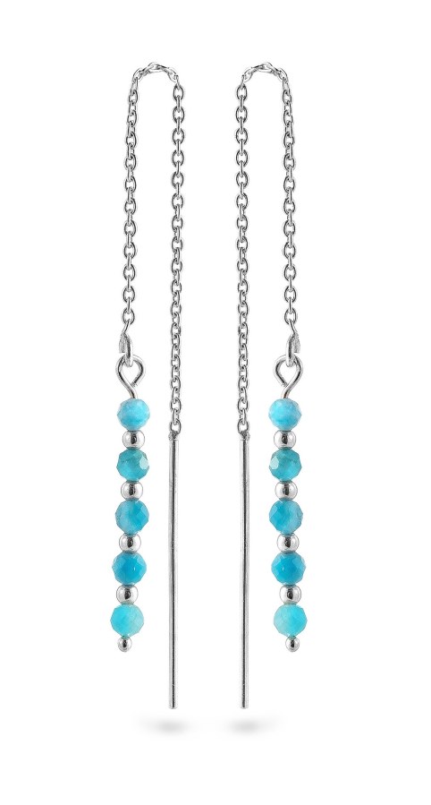 AGAIN Jewelry Stříbrné řetízkové náušnice s&nbsp;apatitem AJKNS001 - Náušnice Visací náušnice