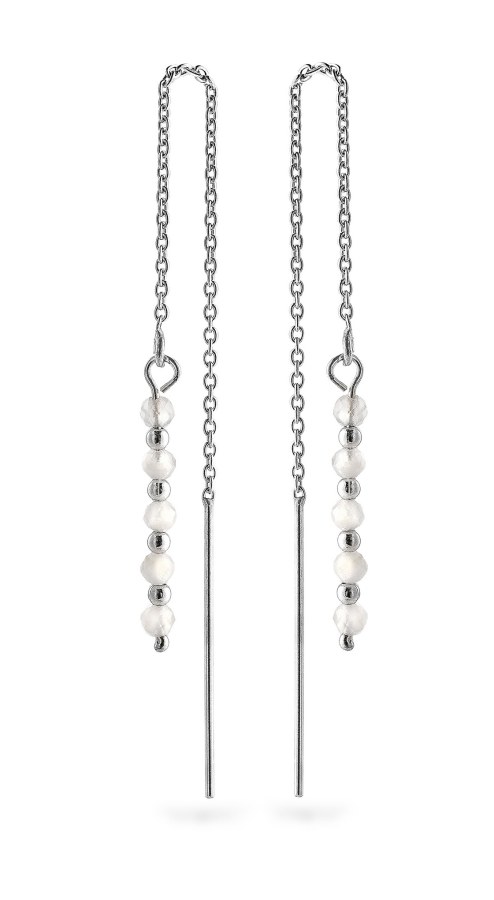 AGAIN Jewelry Stříbrné řetízkové náušnice s&nbsp;měsíčním kamenem AJKNS003 - Náušnice Visací náušnice
