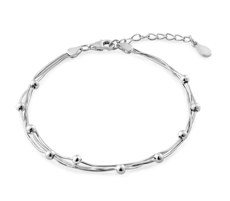 AGAIN Jewelry Trojitý stříbrný náramek pro ženy Hádek AJNR0023 - Náramky Řetízkové náramky