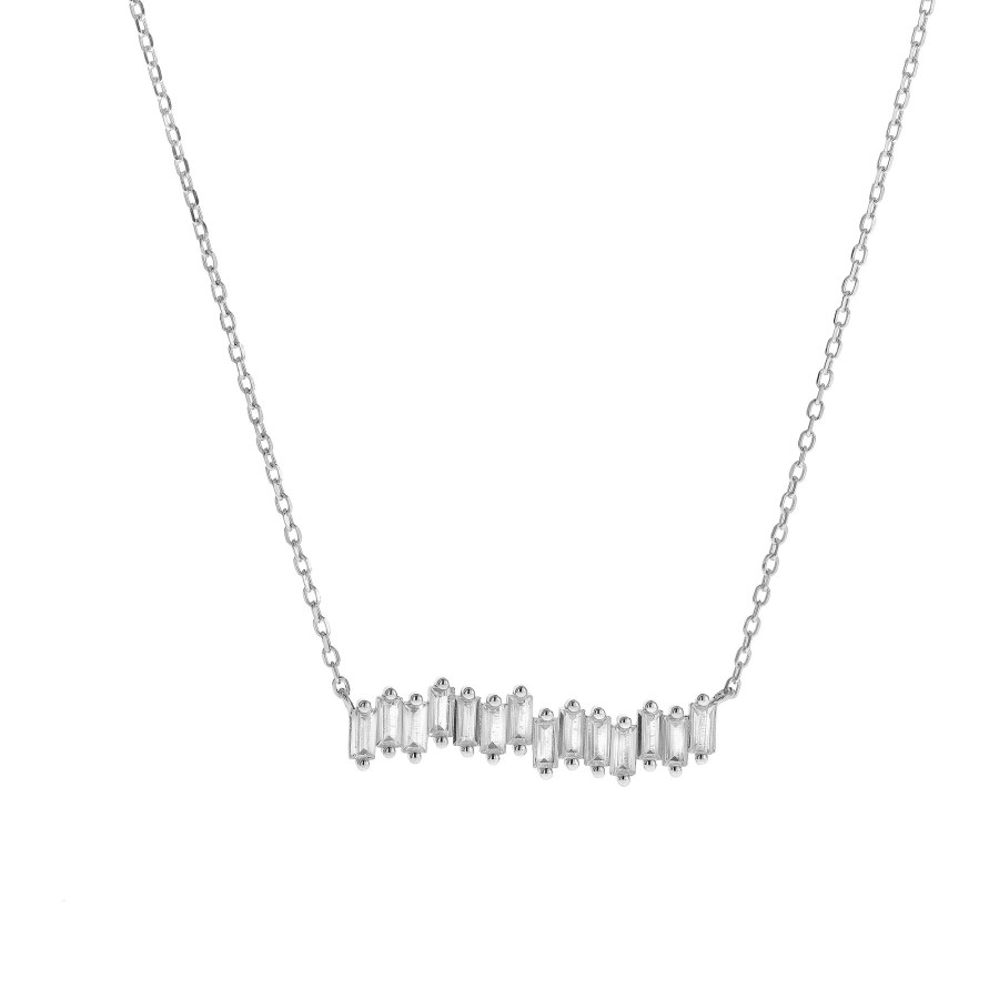 AGAIN Jewelry Krásný stříbrný náhrdelník s čirými zirkony AJNA0012 - Náhrdelníky