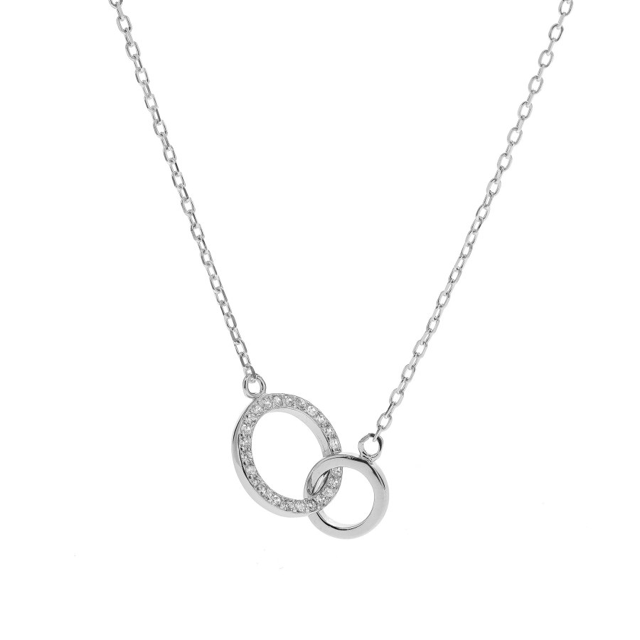 AGAIN Jewelry Módní stříbrný náhrdelník Propojené kroužky AJNA0024 - Náhrdelníky