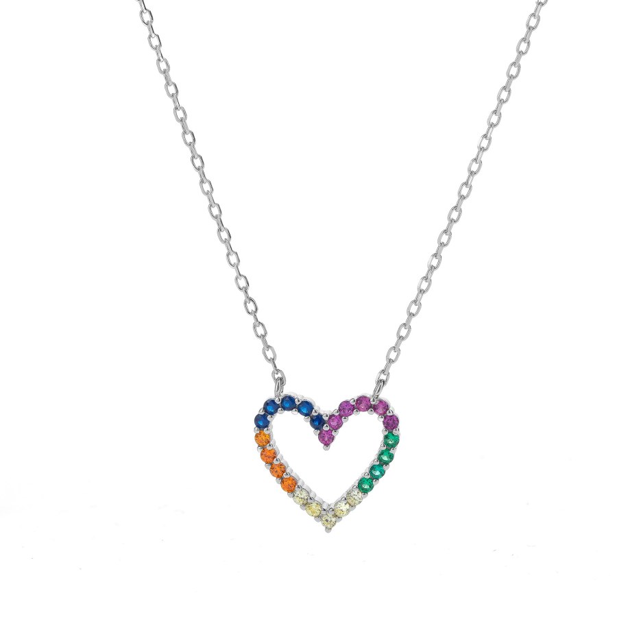 AGAIN Jewelry Něžný stříbrný náhrdelník Barevné srdce AJNA0025 - Náhrdelníky