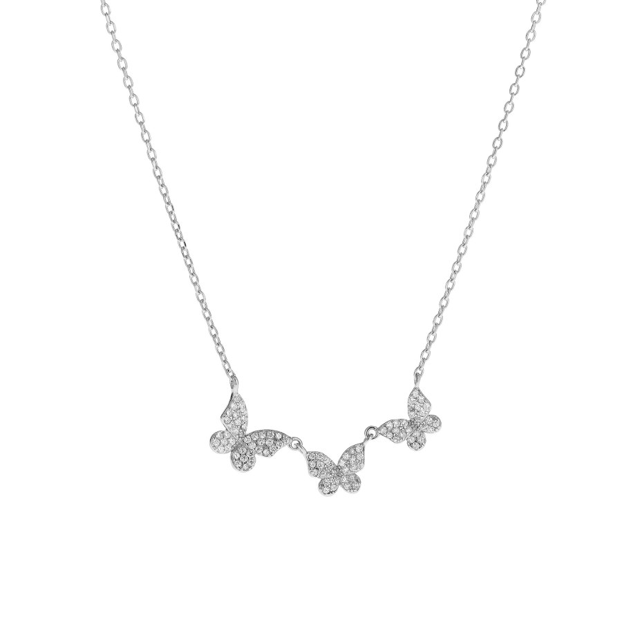 AGAIN Jewelry Něžný stříbrný náhrdelník s motýlky AJNA0023 - Náhrdelníky