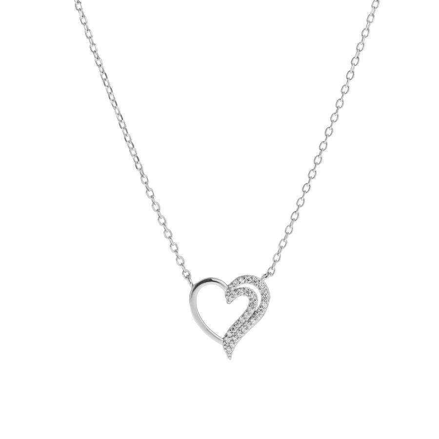 AGAIN Jewelry Něžný stříbrný náhrdelník Srdce AJNA0015 (řetízek, přívěsek) - Náhrdelníky