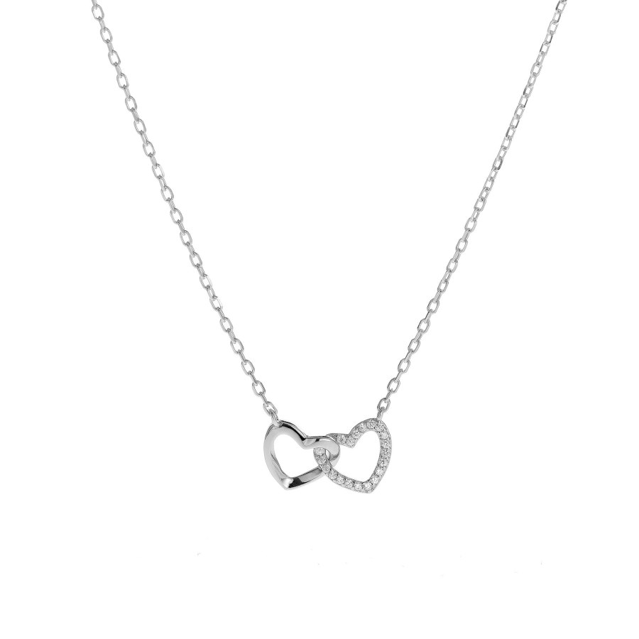 AGAIN Jewelry Stříbrný náhrdelník Propojená srdíčka AJNA0016 - Náhrdelníky
