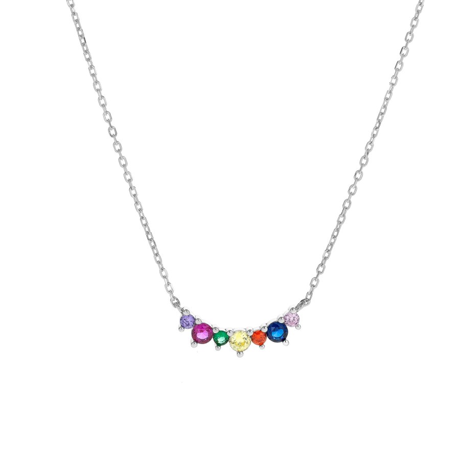 AGAIN Jewelry Stříbrný náhrdelník s barevnými zirkony AJNA0003 - Náhrdelníky