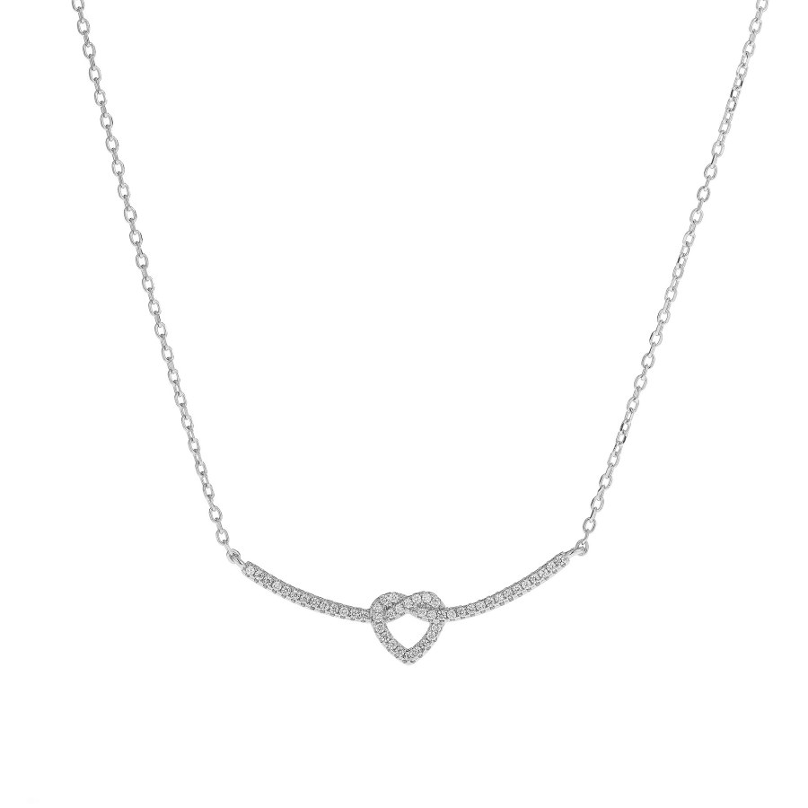 AGAIN Jewelry Stříbrný náhrdelník se třpytivým srdíčkem AJNA0006 - Náhrdelníky