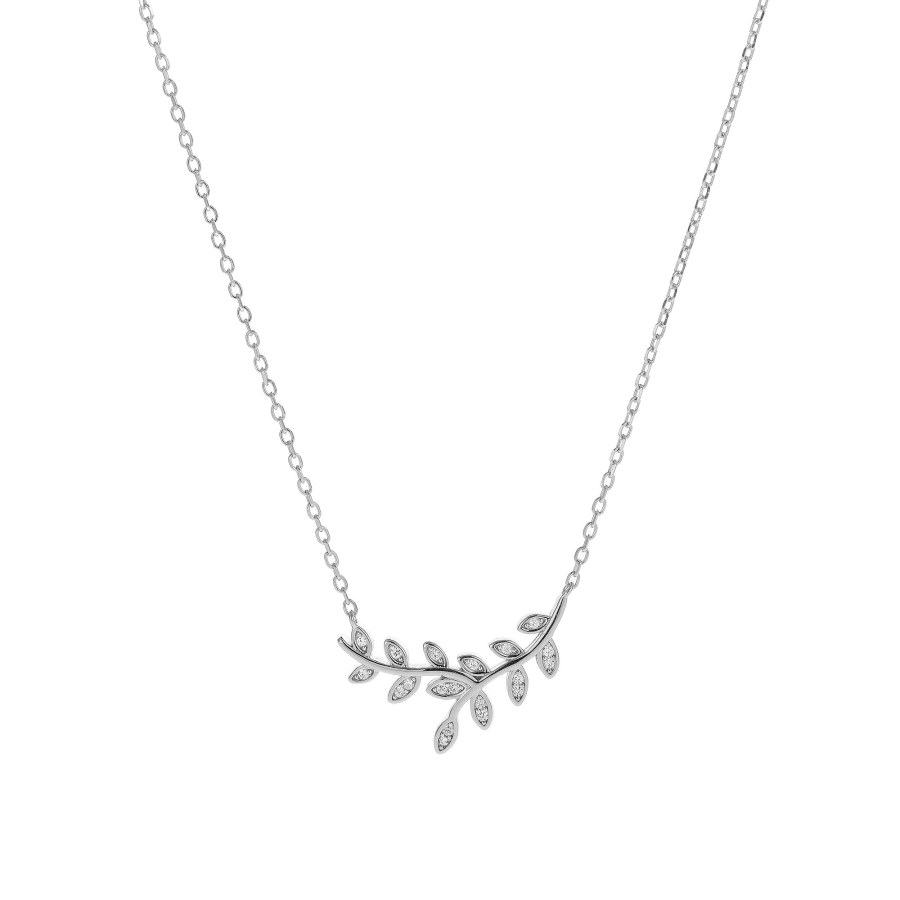 AGAIN Jewelry Stříbrný náhrdelník se zirkony Větvička AJNA0017 - Náhrdelníky