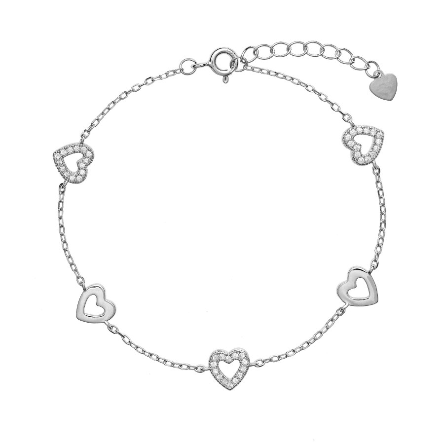 AGAIN Jewelry Stříbrný náramek se srdíčky AJNR0005 - Náramky Náramky se symboly