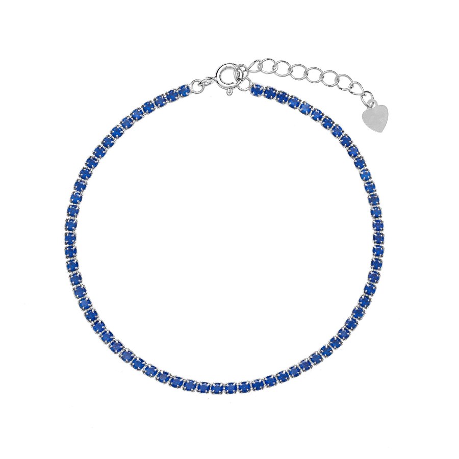 AGAIN Jewelry Tenisový stříbrný náramek s modrými kubickými zirkony AJNR0002 - Náramky Řetízkové náramky