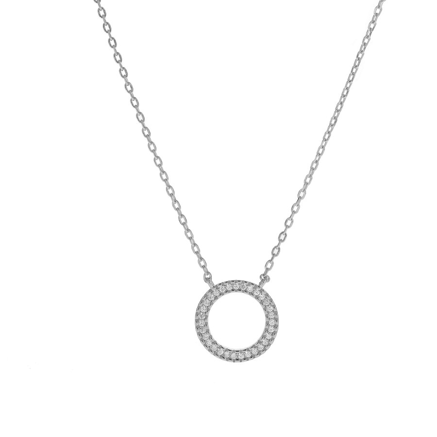 AGAIN Jewelry Třpytivý stříbrný náhrdelník Kroužek AJNA0019 - Náhrdelníky