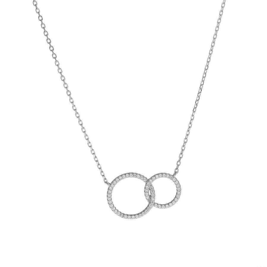 AGAIN Jewelry Třpytivý stříbrný náhrdelník Propojené kroužky AJNA0020 - Náhrdelníky
