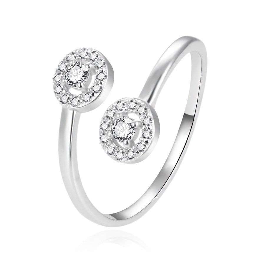 Agato Elegantní otevřený stříbrný prsten se zirkony AGT-R55W 52 mm Agato Elegantní otevřený stříbrný prsten se zirkony AGT-R55W 52 mm - Prsteny Otevřené prsteny