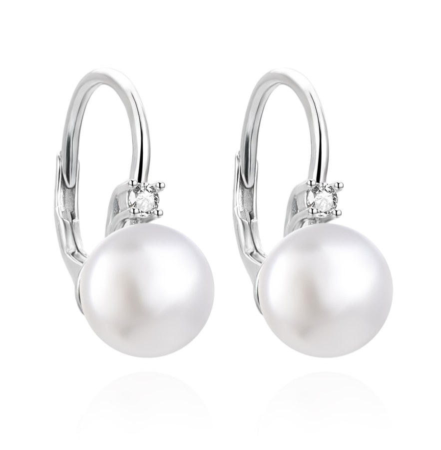 Agato Elegantní stříbrné náušnice s perlami AGUC3514P-W - Náušnice Visací náušnice