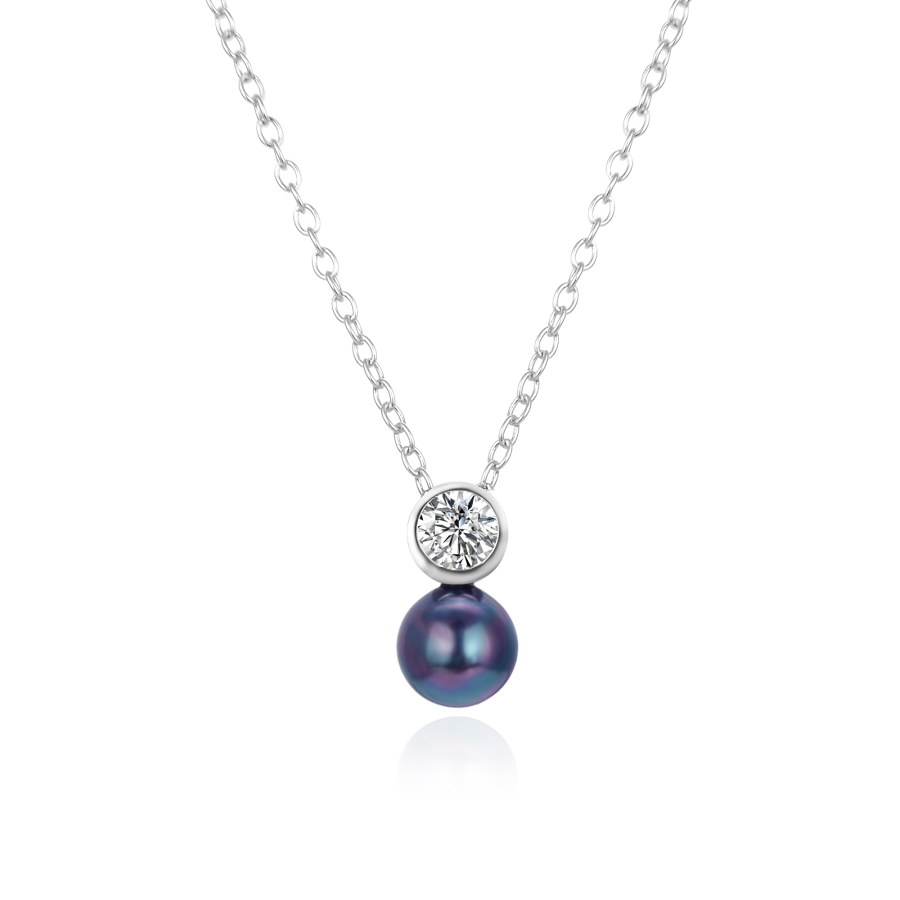 Agato Elegantní stříbrný náhrdelník s černou perlou AGS1557/47P-BLACK - Náhrdelníky