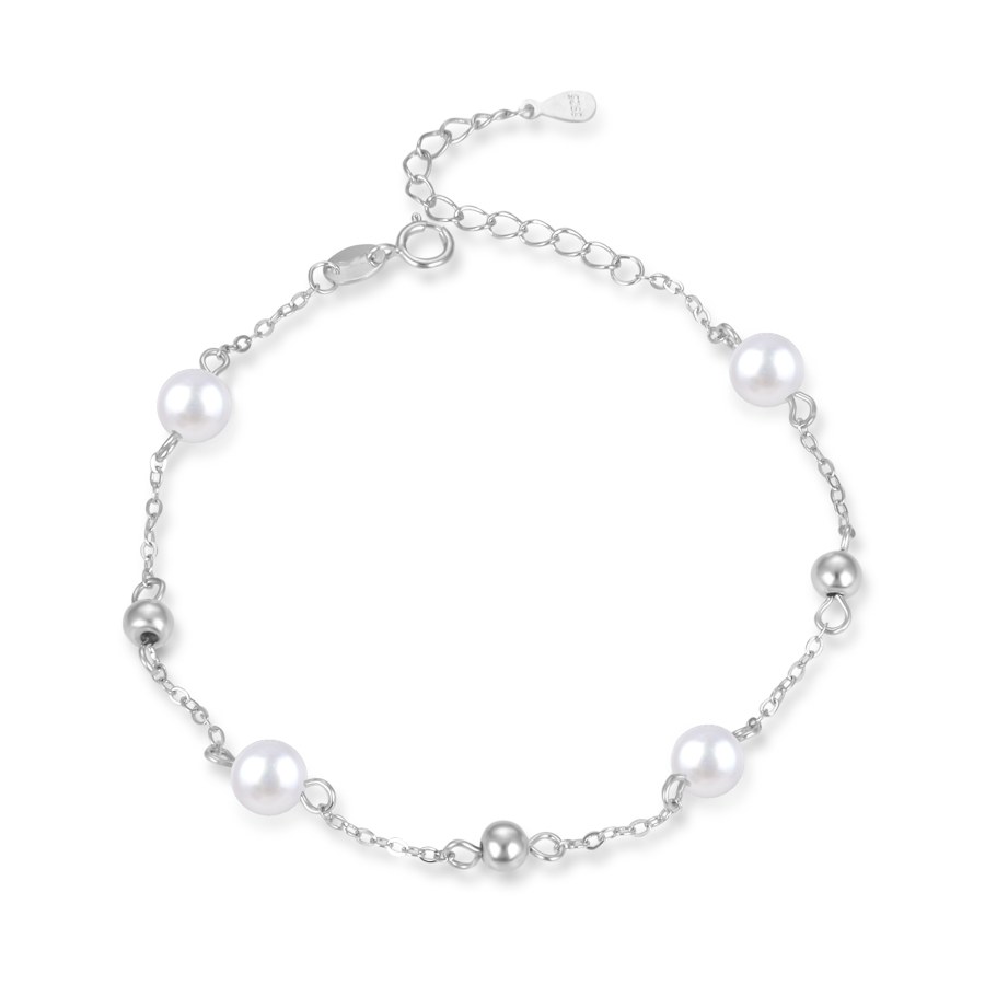 Agato Elegantní stříbrný náramek s perlami AGB759/21P - Náramky Řetízkové náramky