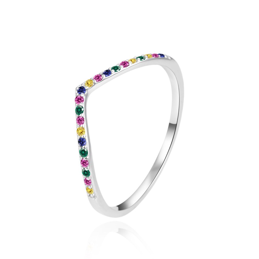 Agato Elegantní stříbrný prsten s barevnými zirkony AGT-R58C 60 mm Agato Elegantní stříbrný prsten s barevnými zirkony AGT-R58C 60 mm - Prsteny Prsteny s kamínkem