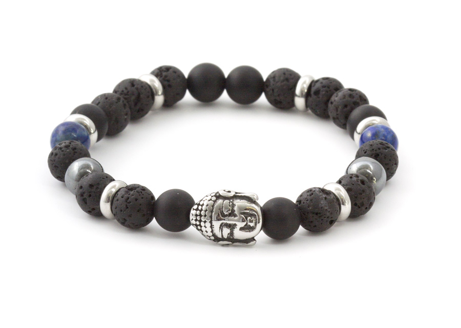 Agato Korálkový náramek z lávového kamene, achátu a Lapis lazuli MINK115/19 Agato Korálkový náramek z lávového kamene, achátu a Lapis lazuli MINK115/19 - Náramky Korálkové náramky