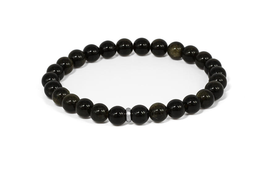 Agato Korálkový náramek z obsidiánu MINK142/20 Agato Korálkový náramek z obsidiánu MINK142/20 - Náramky Korálkové náramky