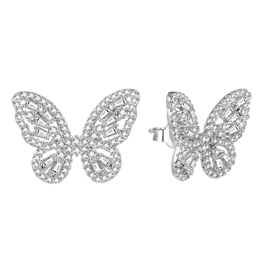 Agato Krásné stříbrné náušnice Motýli AGUP3094 - Náušnice Pecky