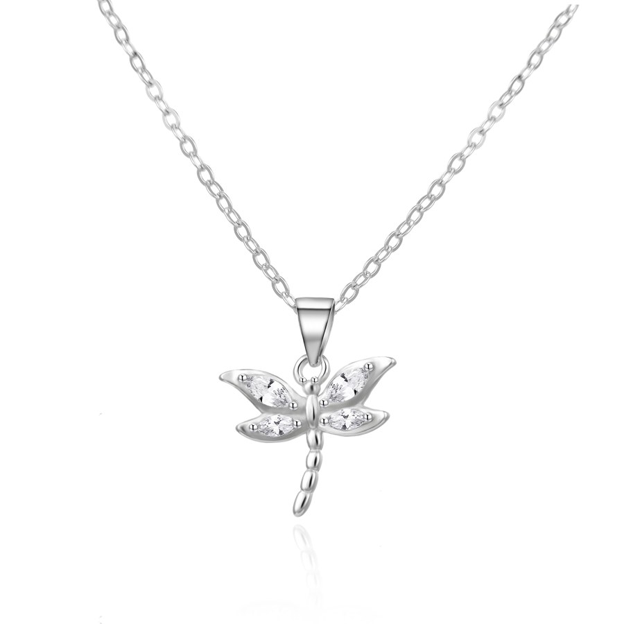 Agato Krásný stříbrný náhrdelník Vážka AGS1586/47 (řetízek, přívěsek) - Náhrdelníky