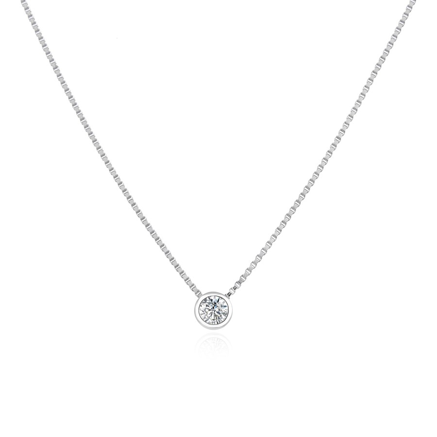 Agato Minimalistický stříbrný náhrdelník s čirým zirkonem AGS1561/47-W - Náhrdelníky