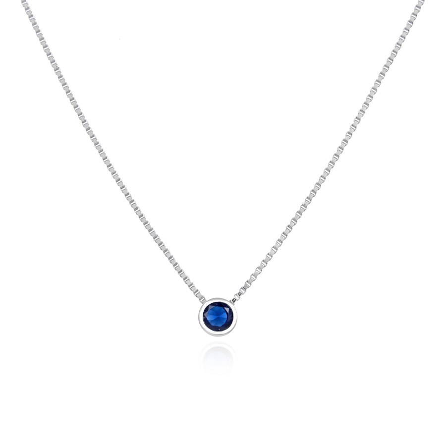 Agato Minimalistický stříbrný náhrdelník s modrým zirkonem AGS1561/47-DB - Náhrdelníky