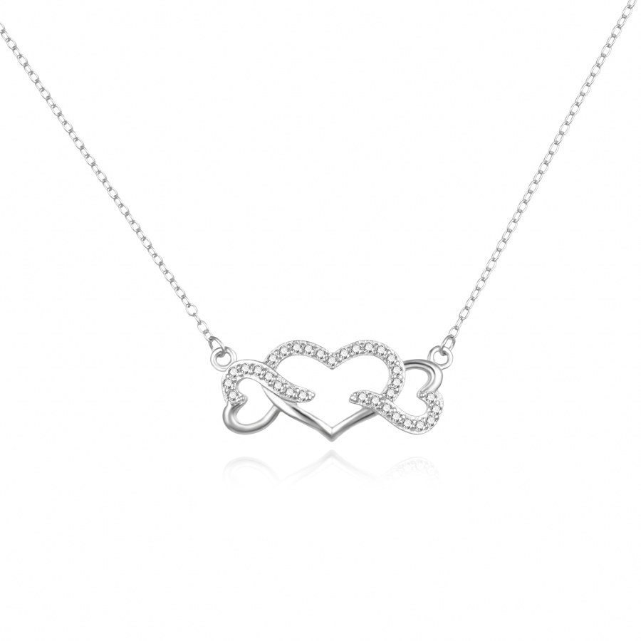 Agato Něžný stříbrný náhrdelník se srdíčky AGS1569/47 - Náhrdelníky