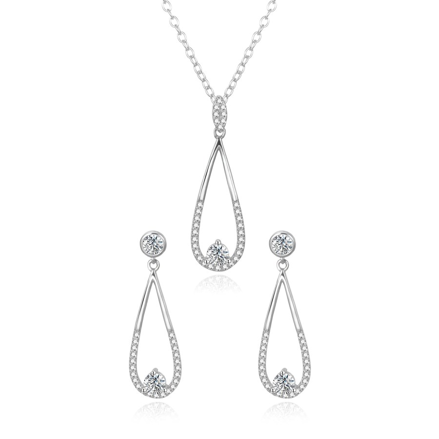 Agato Okouzlující stříbrná sada šperku AGSET366R (řetízek, přívěsek, náušnice) - Náhrdelníky