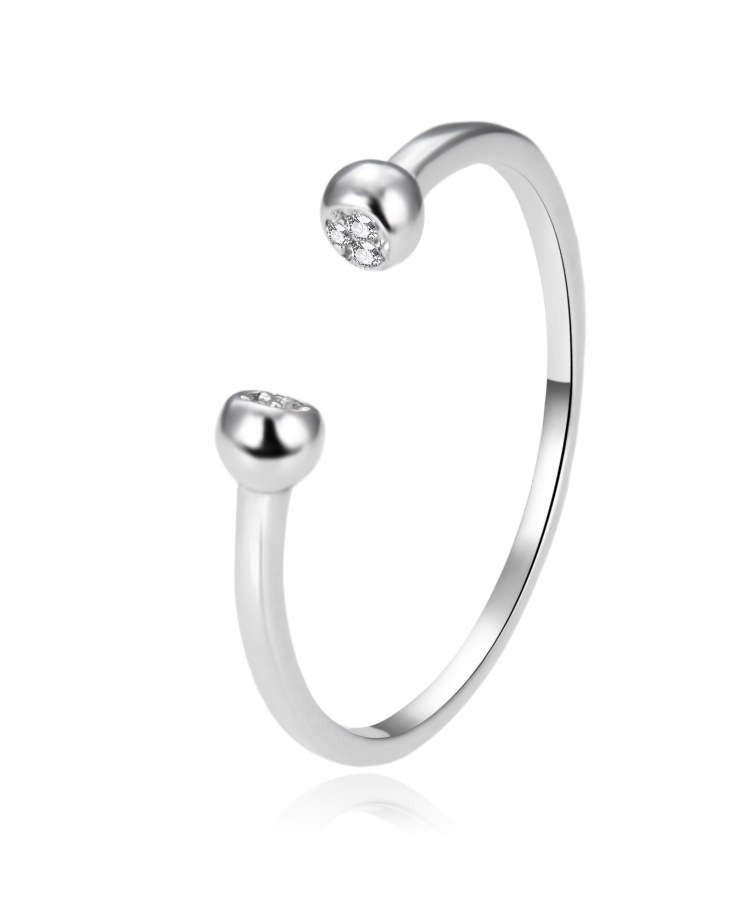 Agato Otevřený stříbrný prsten se zirkony AGT-R45W 52 mm Agato Otevřený stříbrný prsten se zirkony AGT-R45W 52 mm - Prsteny Otevřené prsteny