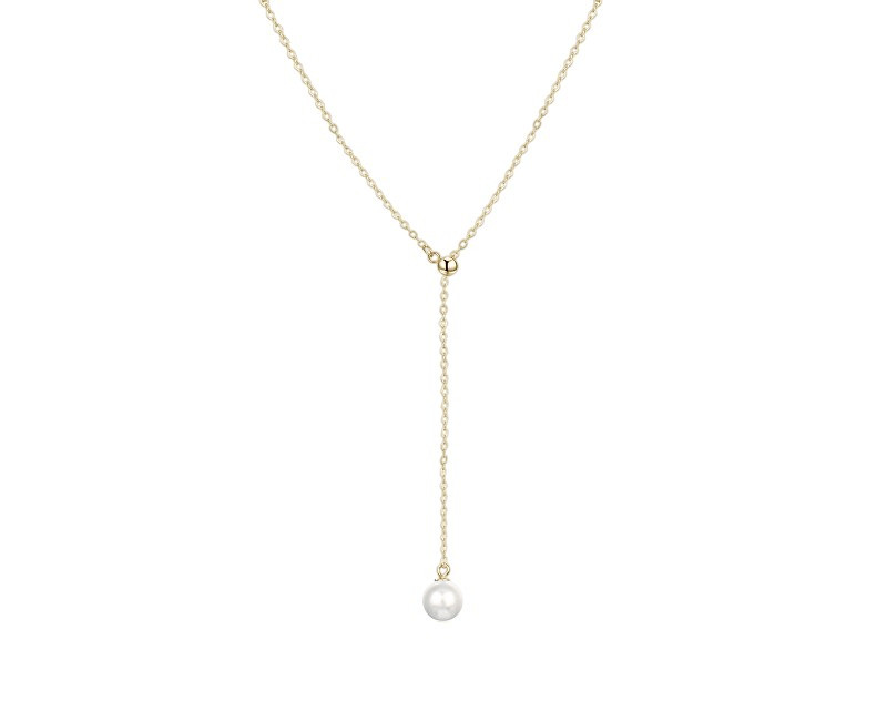 Agato Pozlacený flexibilní náhrdelník s&nbsp;perlou AGT-N003W-P-G - Náhrdelníky Perlové náhrdelníky
