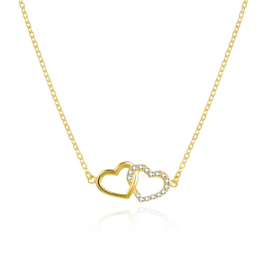 Agato Půvabný pozlacený náhrdelník se srdíčky AGS1499/47-GOLD - Náhrdelníky