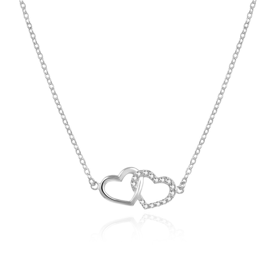 Agato Půvabný stříbrný náhrdelník se srdíčky AGS1499/47 - Náhrdelníky