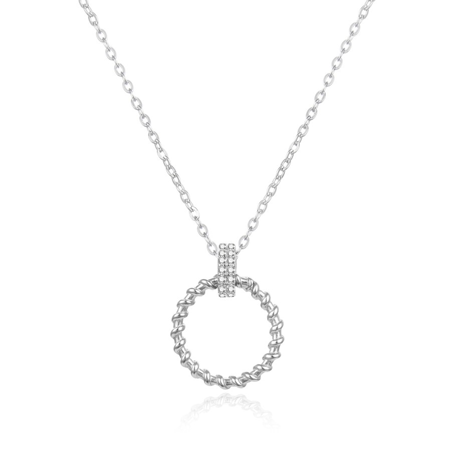Agato Slušivý stříbrný náhrdelník AGS1504/47 (řetízek, přívěsek) - Náhrdelníky